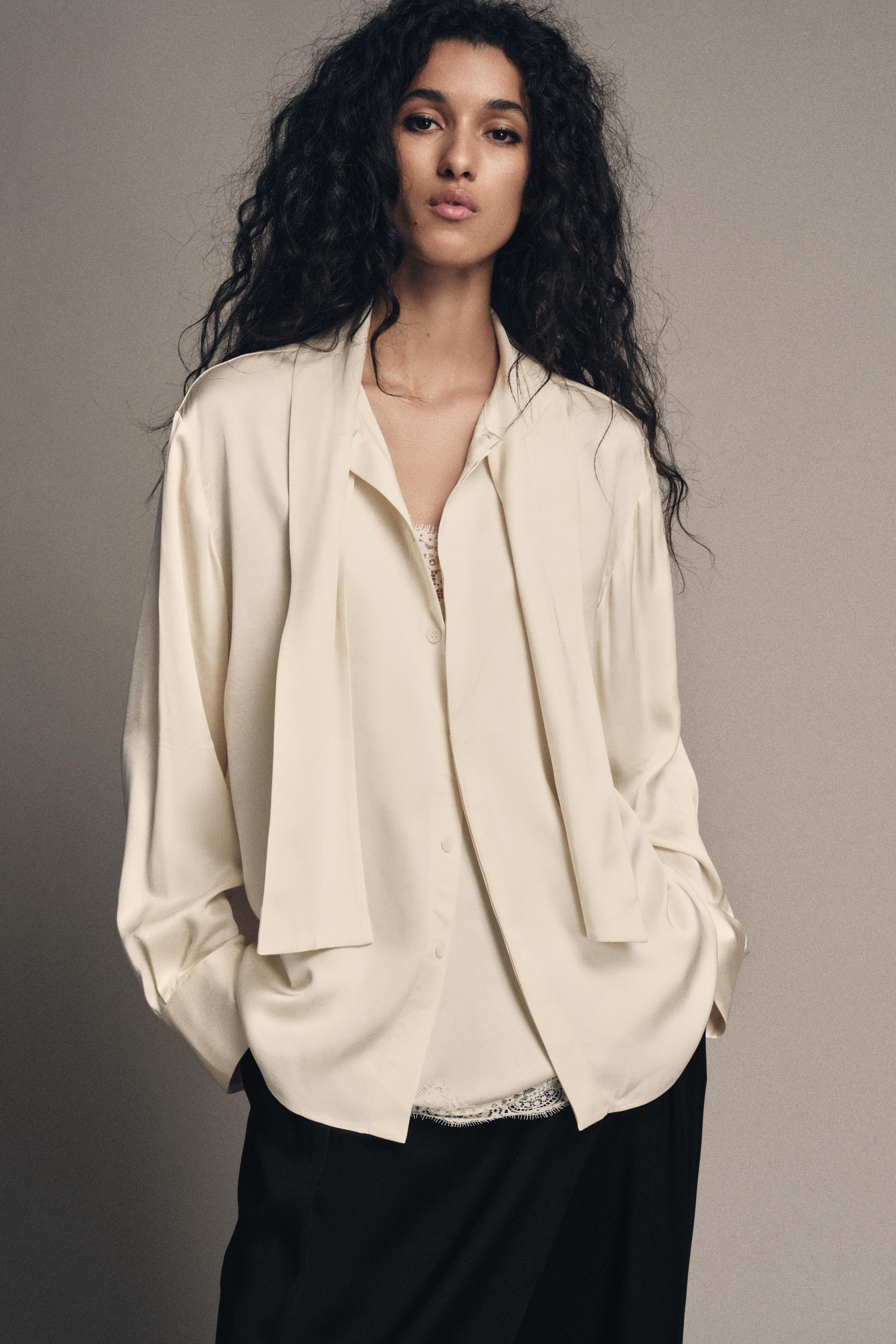 COMBINATION SATIN EFFECT BLOUSE ZW COLLECTION